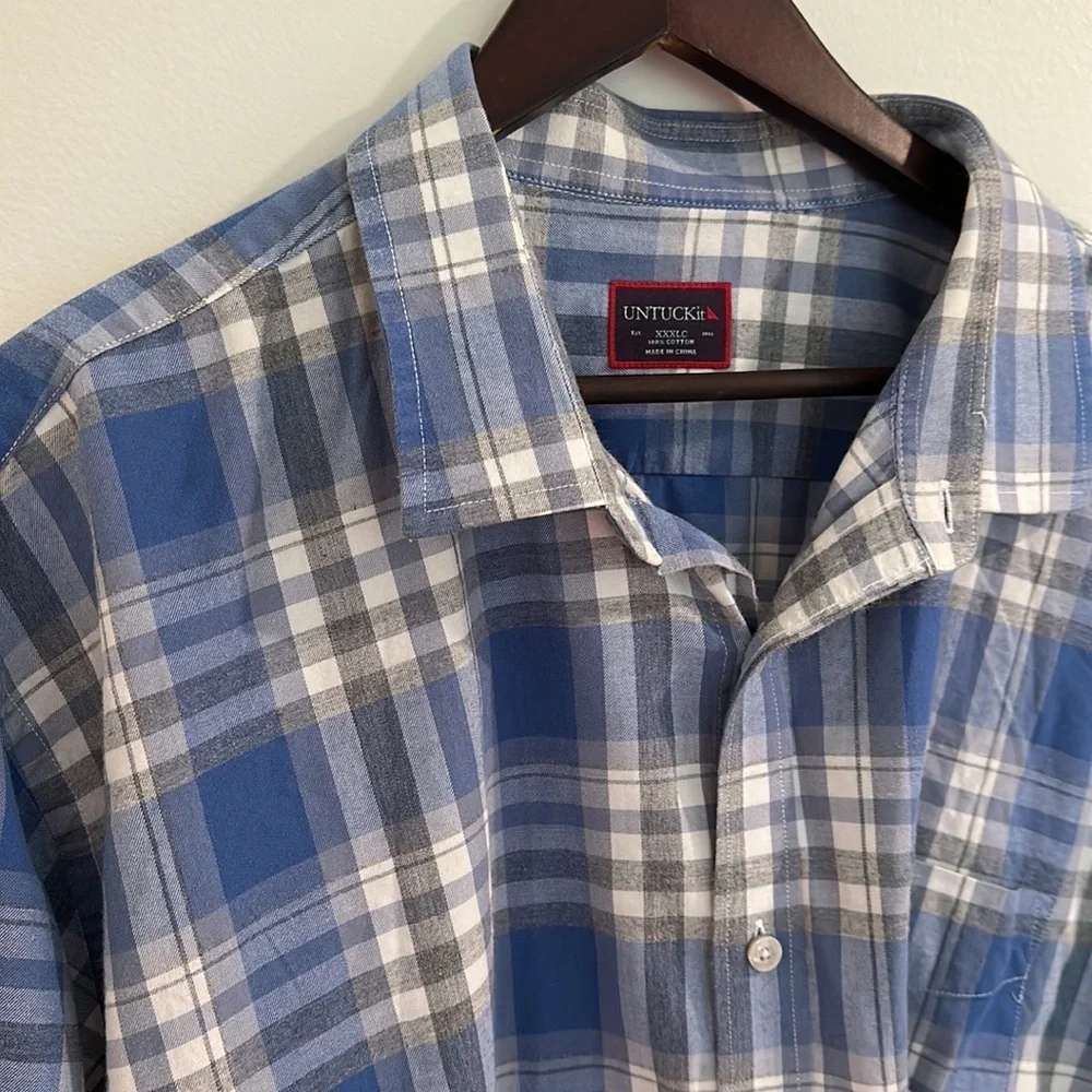 UNTUCKIT Men's Long Sleeve Button Front Chambray Shirt Size XXXLC